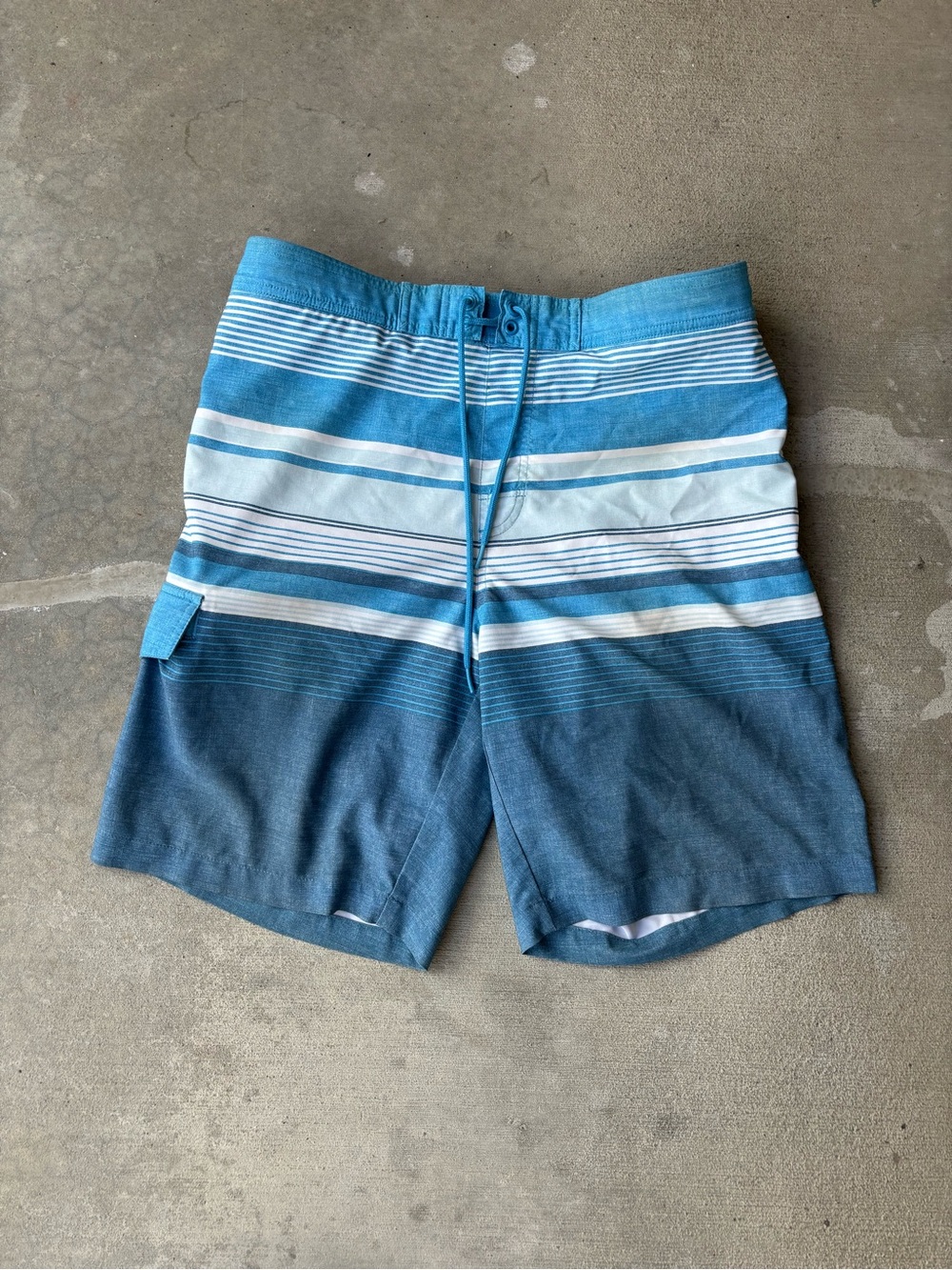 Men's Blue Striped Swim Trunks